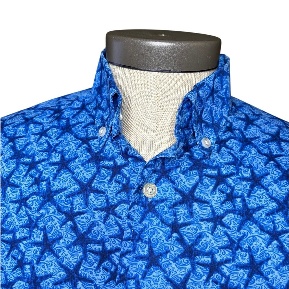 Daniel Cremieux Men S Blue Starfish Casual Button Down Shirt Short Sleeve Small - Picture 2 of 5